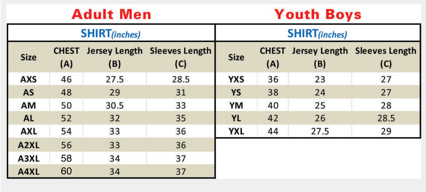 Hockey Jersey sizing